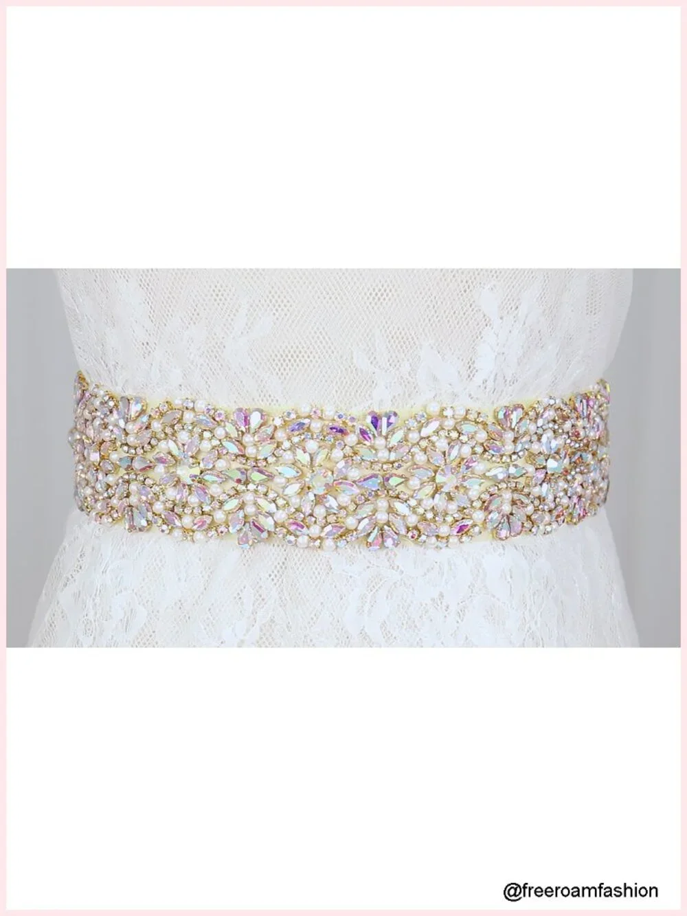 Rhinestone Wedding Applique Belt Sash Crystal Bridal Dress Trim